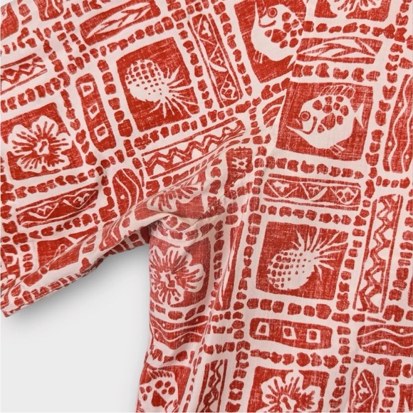 VTG Reyn Spooner Hawaiian Shirt Red XXL Reverse Print Classic Floral Fish Leaf - Picture 6 of 11